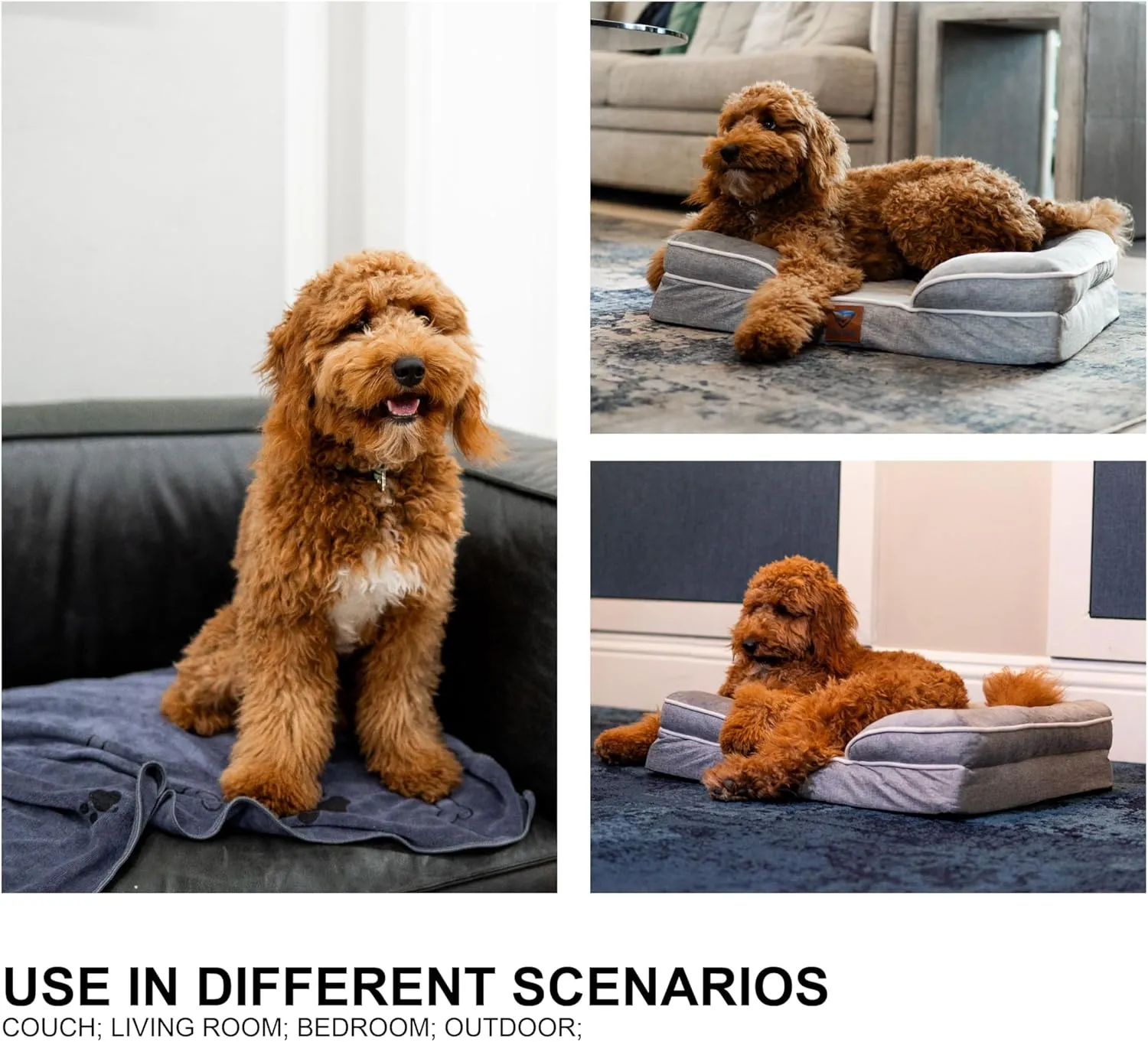 -kit Orthopedic Dog Bed with Blanket - Waterproof - Washable Cover and Memory Foam Dog Bed - Cama para Perros Small Size Gray.