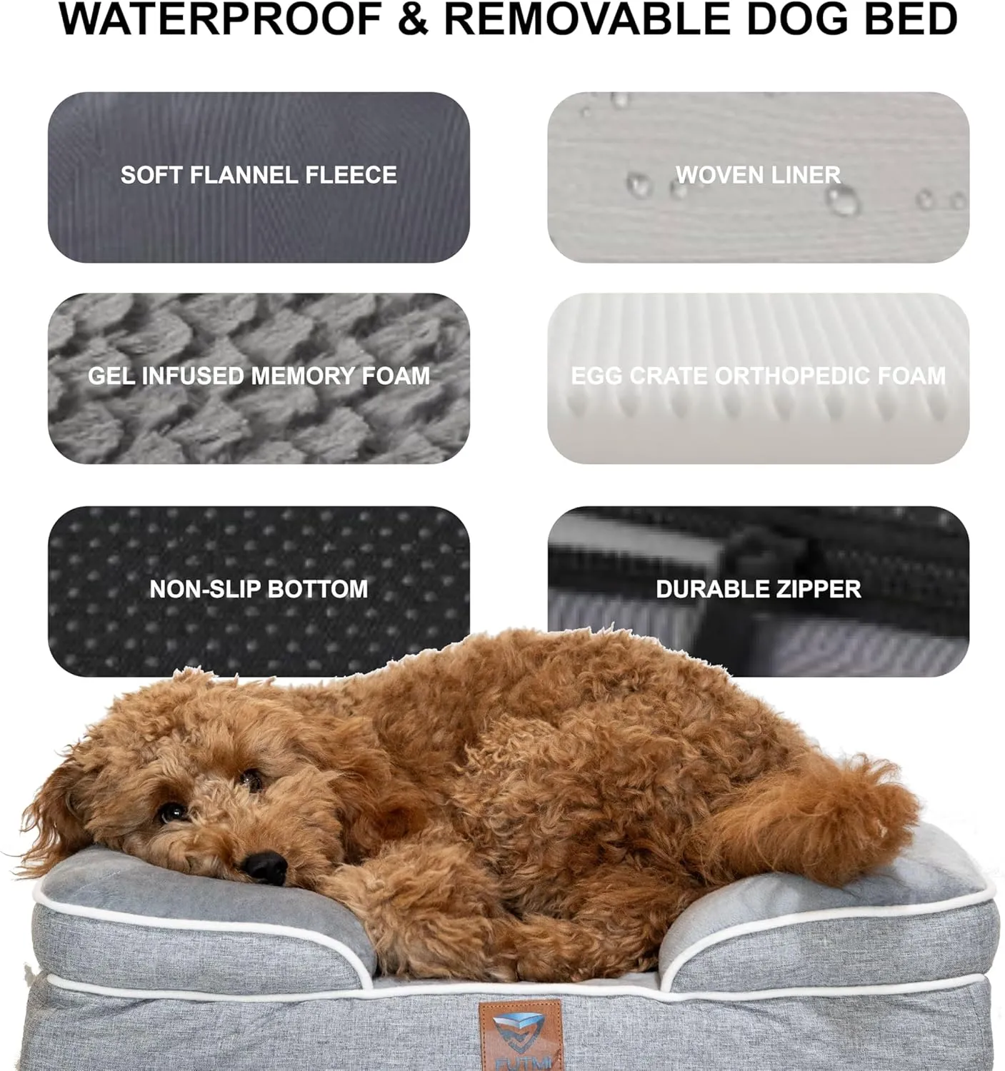 -kit Orthopedic Dog Bed with Blanket - Waterproof - Washable Cover and Memory Foam Dog Bed - Cama para Perros Small Size Gray.