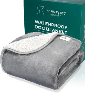 100% Waterproof Dog Blankets for Large Dogs  Soft Fleece, Washable Pet Throw for Couch, Car, Bed & Furniture Protection, Soft Fluffy Reversible Blanket, 39x47, Gray/White