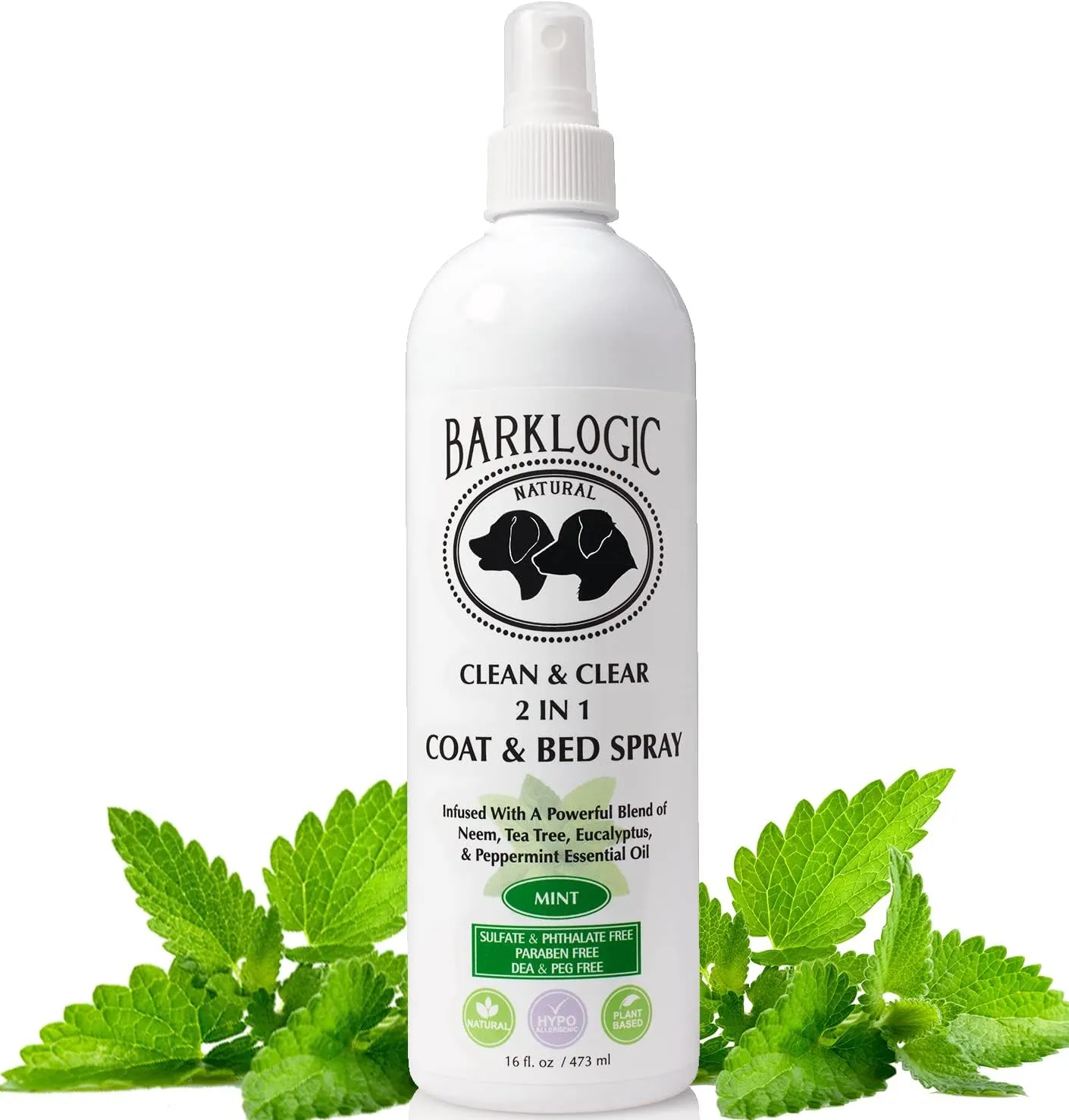 2in1 Dog/Puppy Coat & Bed Spray - Sensitive Skin - Safe - Infused with Essential Oils - Refreshing Naturally Derived Scent - Spray on Pets & Household Items - Made in USA - 16 oz - Mint