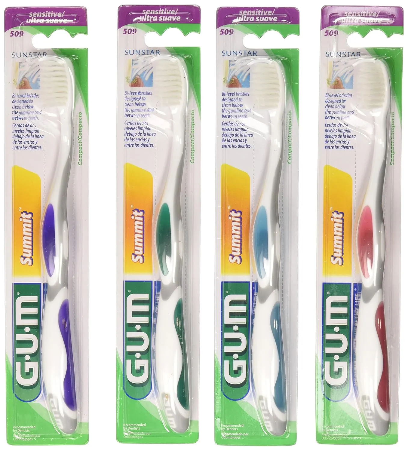 509P GUM Summit  Toothbrush, Compact Head, Sensitive Bristle (Pack of 12)