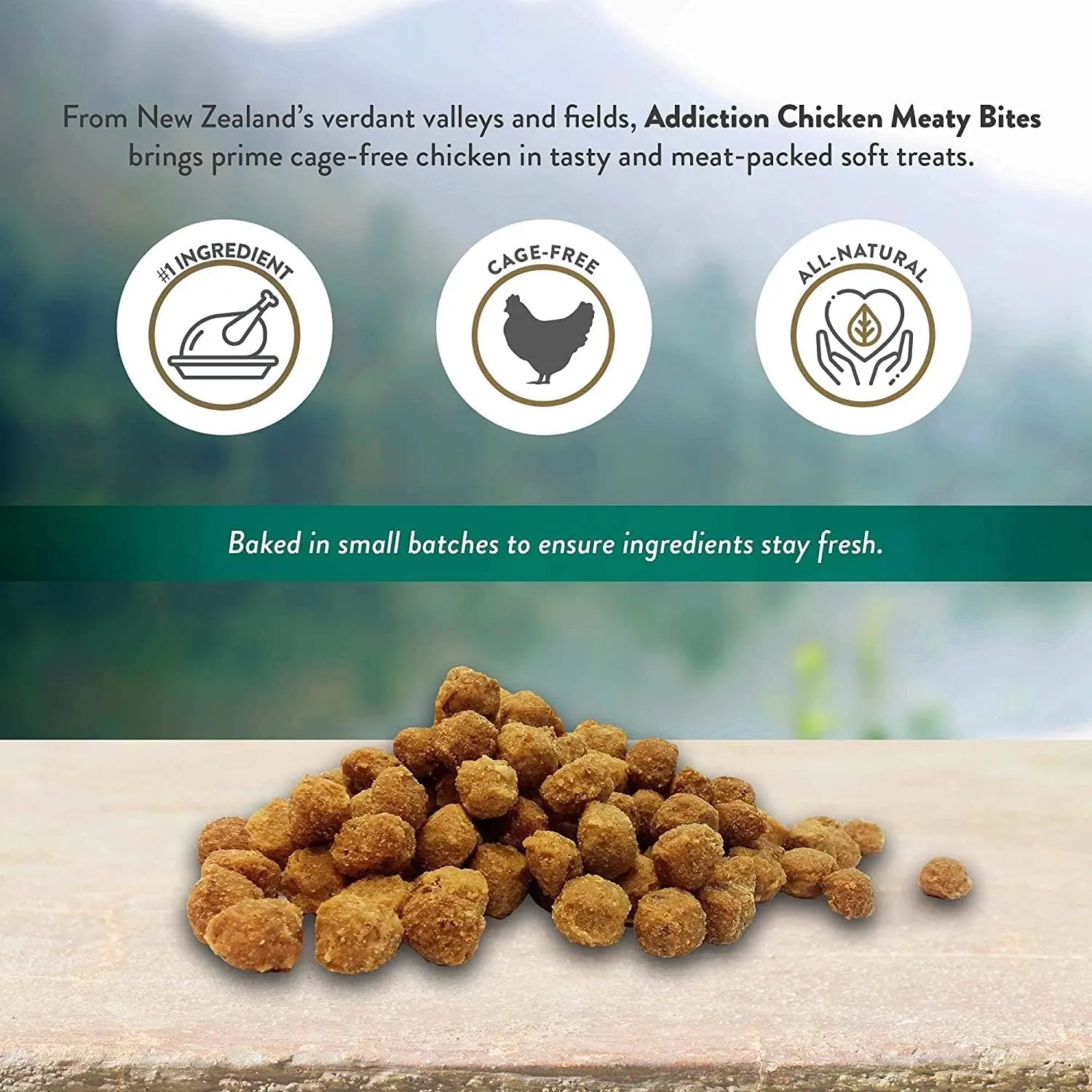 Addiction Meaty Bites - Hypoallergenic Dog Treats - Made in New Zealand - High Meat Content - Gluten and Grain-Free - Soft and Allergy Friendly (Chicken, 4 Ounces - 3 Packs)