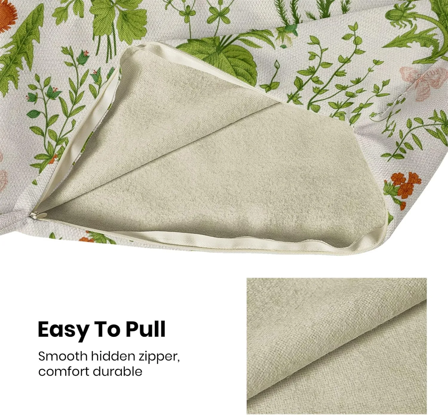 AEIOAE Summer Pillow Covers 18x18 Inch Set of 2,Green Wild Flower Plant Throw Pillows Case,Seasonal Floral Outdoor Decorative Square Linen Farmhouse Decor Cushion Covers for Home Sofa Bed Couch