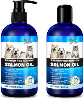 Alaskan Salmon Oil for Dogs 2Pcs, Omega 3 Fish Oil with Natural EPA DHA Fatty Acids for Skin, Joints, Coat Health, Dog Skin and Coat Fish Oil Liquid Supplement, All Ages All Breeds 17.6fl.oz.(2 x 8.8)