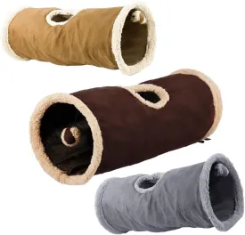 ALL FOR PAWS AFP Crinkle Cat Tunnel Cat Toys (Lambswool),You Will Receive Either a Brown or Gray or tan Toy