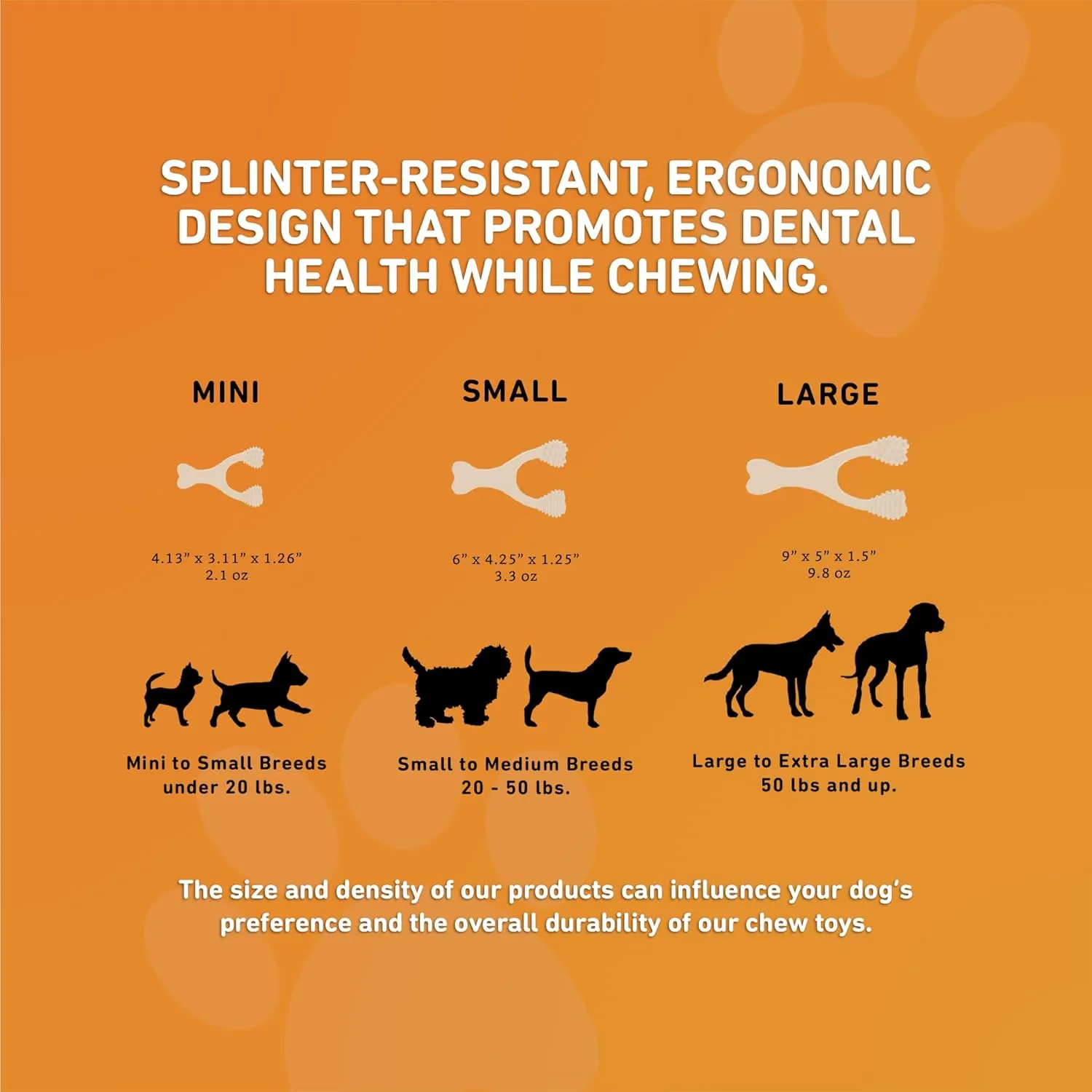 All-Natural, Nylon-Free Dog Chew Toys - Hard Density - Ideal for Strong to Aggressive Chewers - Non-Toxic, Promotes Dental Health, Splinter-Resistant, Sustainably Made