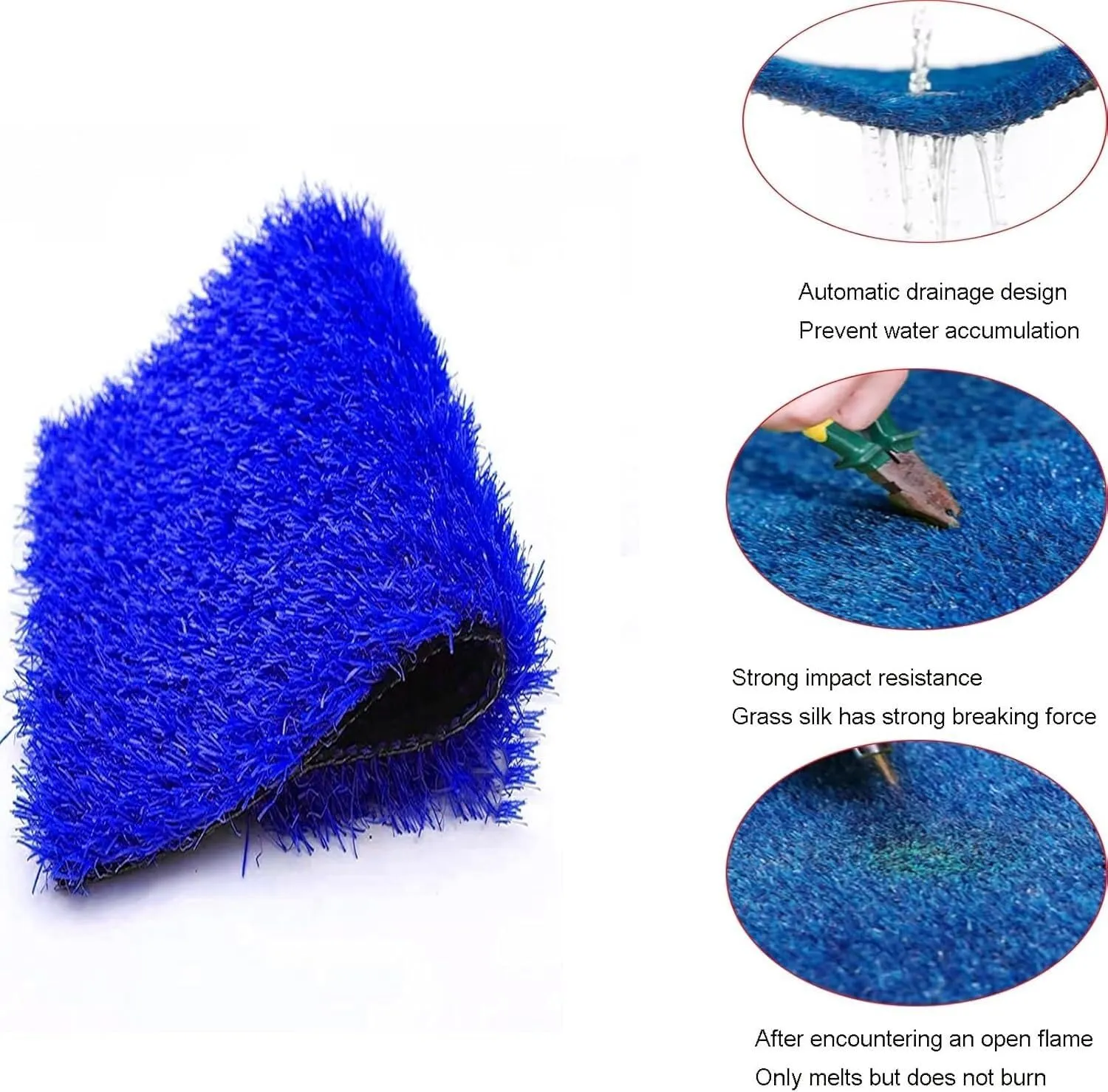 Artificial Grass Breathable Soft Grass Roll with Drainage Holes Dog Grass Mat Lawn Decoration Grass Blanket for Courtyard Landscape