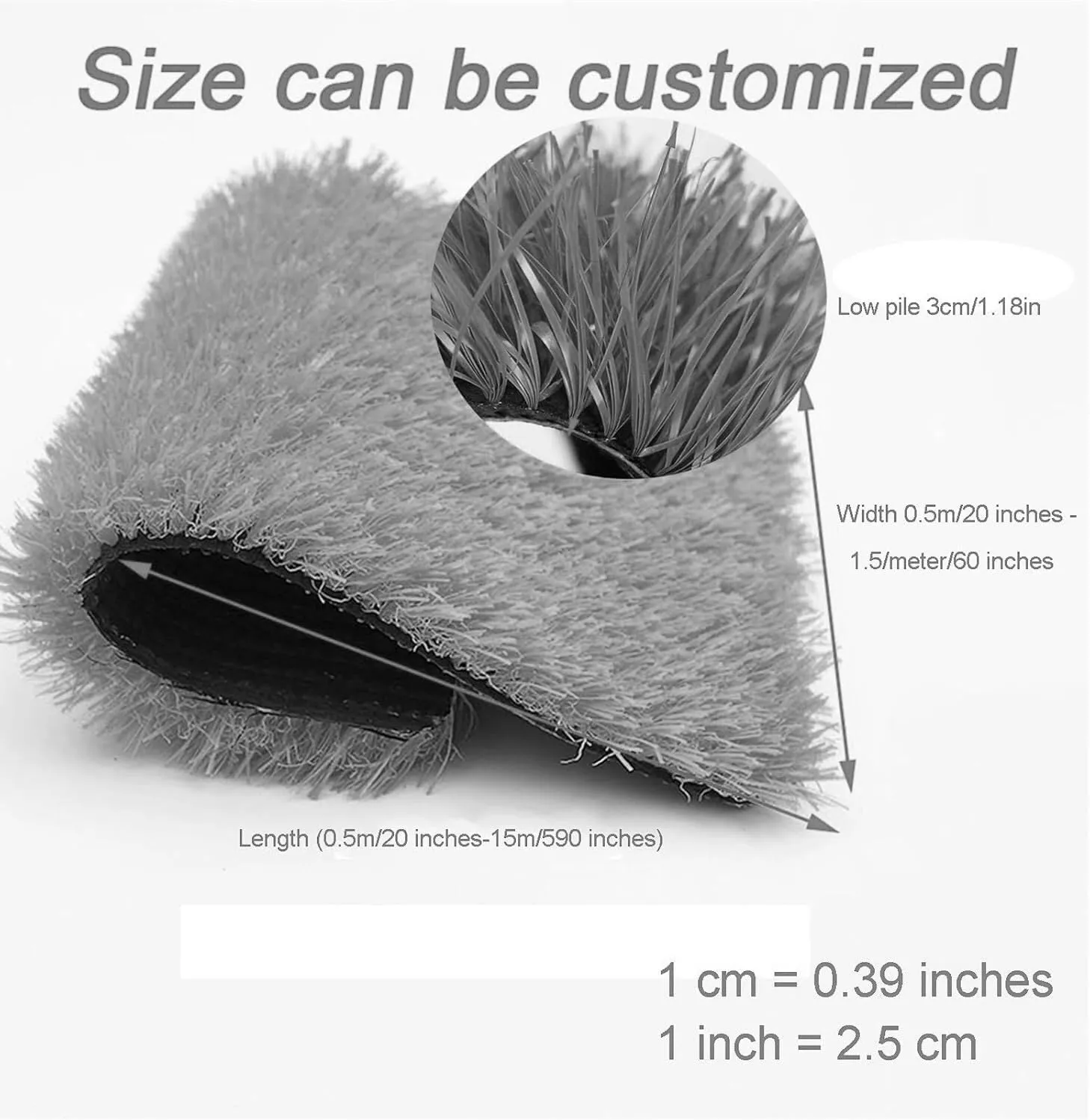 Artificial Grass Breathable Soft Grass Roll with Drainage Holes Dog Grass Mat Lawn Decoration Grass Blanket for Courtyard Landscape