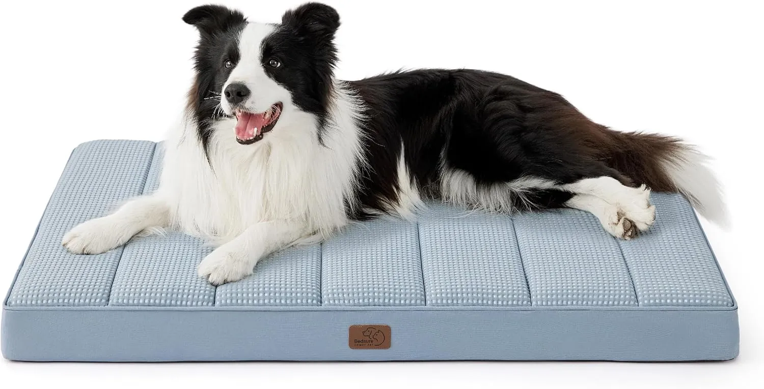 Bedsure Cooling Dog Bed for Crate - Large Orthopedic Waterproof Puppy Beds with Removable Washable Cover, Egg Crate Foam Pet Mat, Suitable for Pet Up to 50 lbs