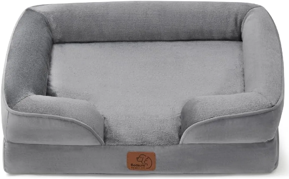 Bedsure Orthopedic Dog Bed Medium Size Dogs - Washable Medium Dog Bed Waterproof, Comfort Pet Couch with Washable Removable Cover, Supportive Foam Pets Sofa with Nonskid Bottom, Grey