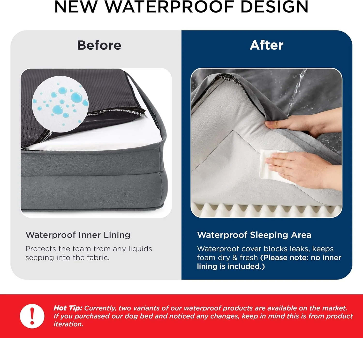 Bedsure Orthopedic Dog Bed Medium Size Dogs - Washable Medium Dog Bed Waterproof, Comfort Pet Couch with Washable Removable Cover, Supportive Foam Pets Sofa with Nonskid Bottom, Grey