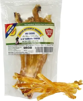 Beef Tendons for Dogs Made in USA. 6-10 Inch Grass Fed Farm-Raised American Beef Dog Treats. All Natural Dog Dental Chews. Grain Free Odor-Free Beef Dog Chews 5 Count