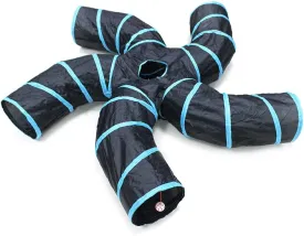 Bemodst Cat Tunnel for Indoor Cats, 5 Way Cat Tubes and Tunnels Collapsible S-Shape Small Animal Tubes Kitty Tunnels Interactive Maze Cat Toy for Kitten Rabbit Ferret - 5 Way
