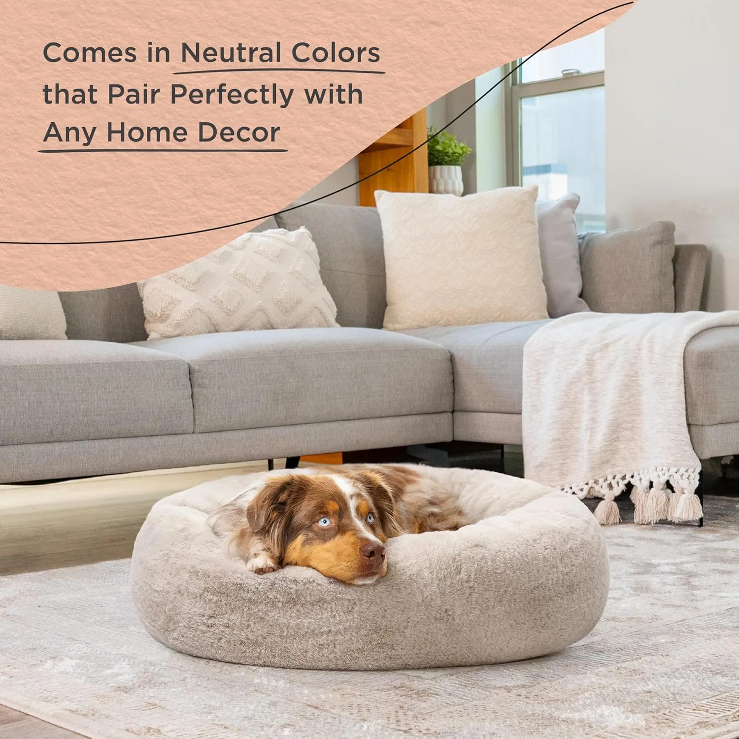 Best Friends by Sheri SnuggleSoft Faux Fur Calming Donut Bed for Dogs, Brown, Medium, 30x30