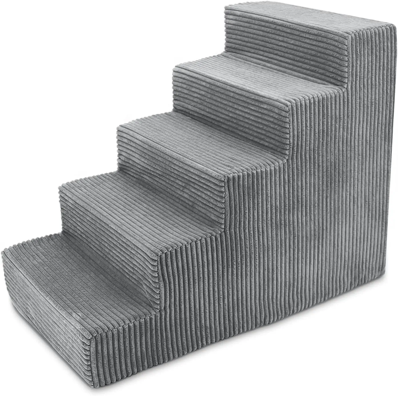 Best Pet Supplies Dog Stairs for Small Dogs & Cats, Foam Pet Steps Portable Ramp for Couch Sofa and High Bed Non-Slip Balanced Indoor Step Support, Paw Safe No Assembly - Gray, 5-Step