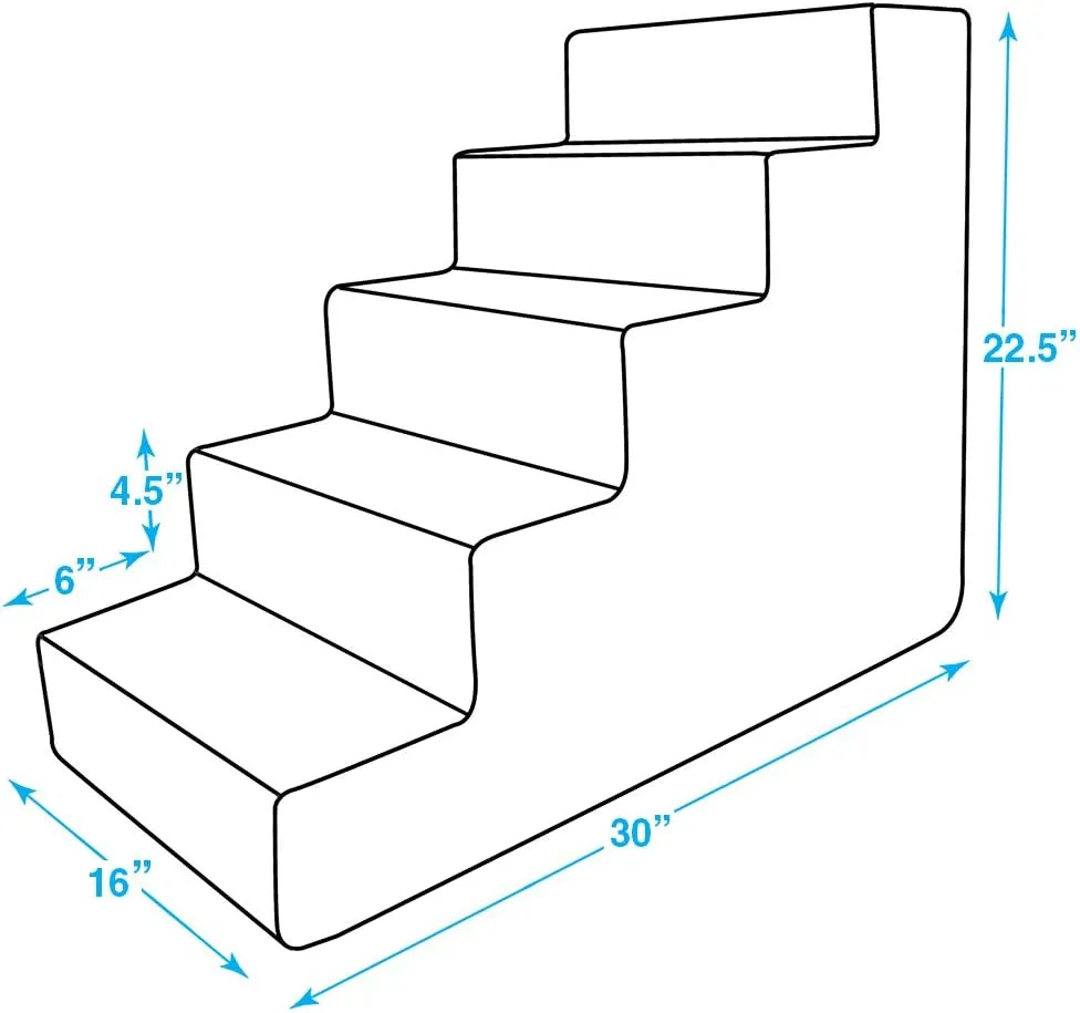 Best Pet Supplies Dog Stairs for Small Dogs & Cats, Foam Pet Steps Portable Ramp for Couch Sofa and High Bed Non-Slip Balanced Indoor Step Support, Paw Safe No Assembly - Gray, 5-Step
