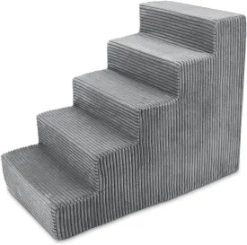 Best Pet Supplies Dog Stairs for Small Dogs & Cats, Foam Pet Steps Portable Ramp for Couch Sofa and High Bed Non-Slip Balanced Indoor Step Support, Paw Safe No Assembly - Gray, 5-Step