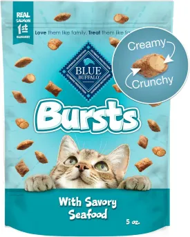 Blue Buffalo Bursts Crunchy & Creamy Cat Treats, Great for Training, Savory Seafood, 5-oz Bag