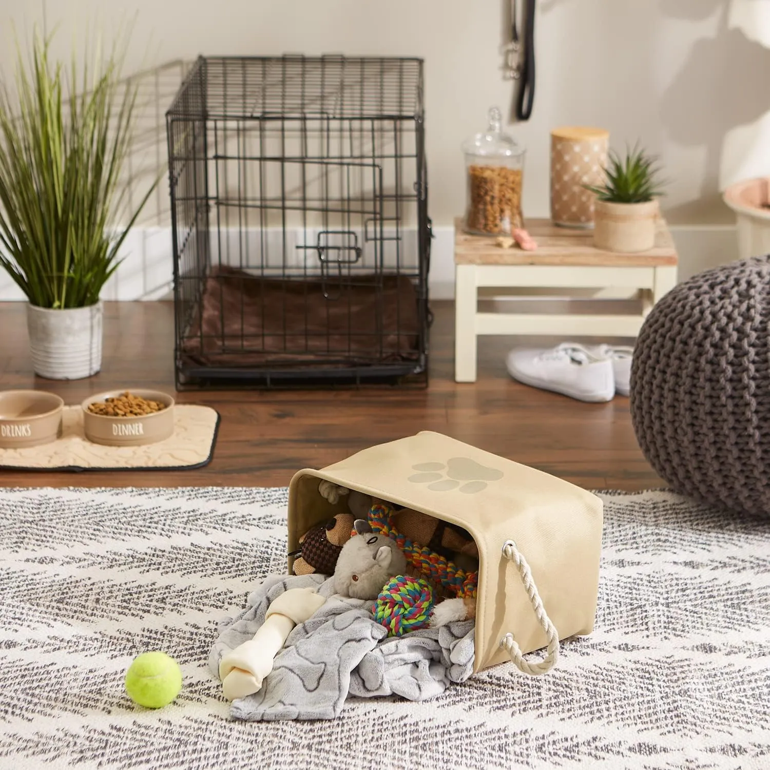 Bone Dry Pet Storage Collection Collapsible Bin, Small Rectangle, Taupe