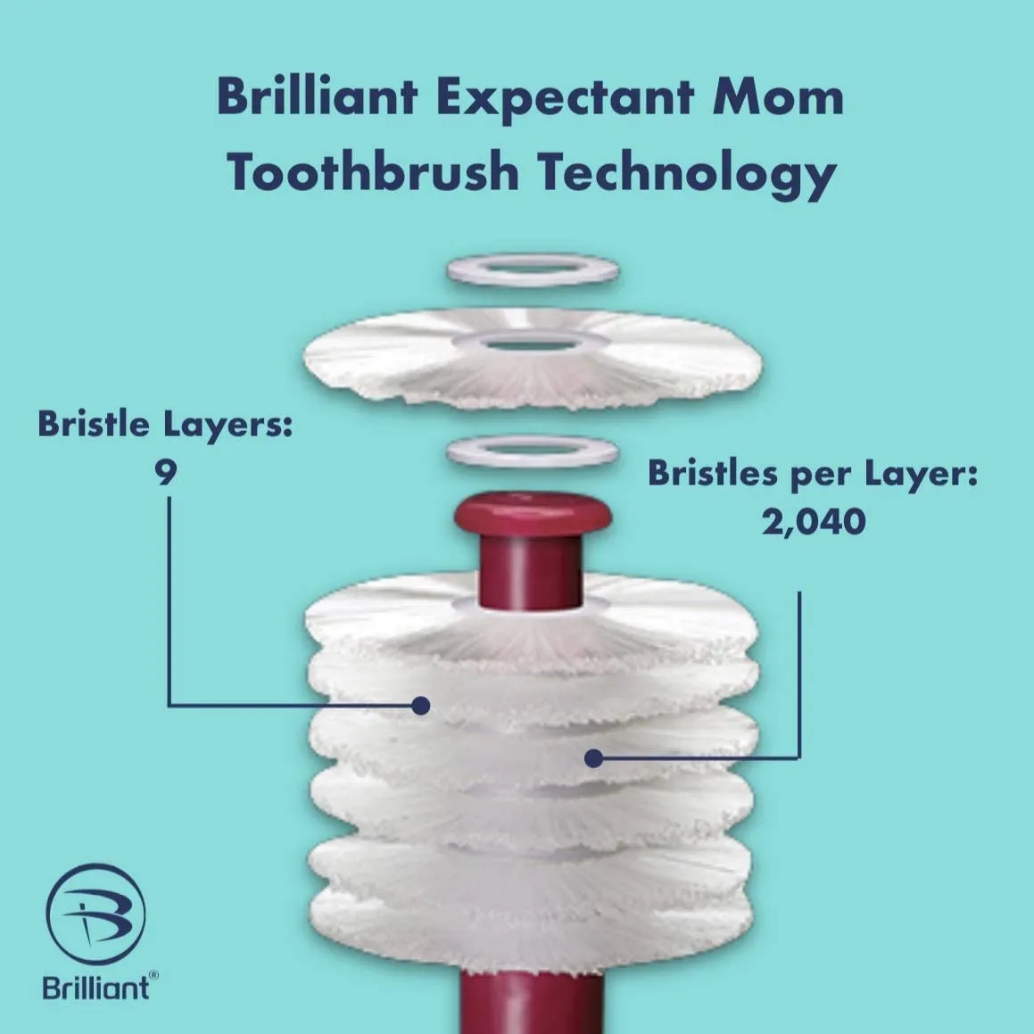 Brilliant Oral Care Expectant Mom Toothbrush, a Pregnancy Must Have with Gentle, Extra Soft Bristles, Round Head for Sensitive Teeth and Gums, Lilac, 1 Pack