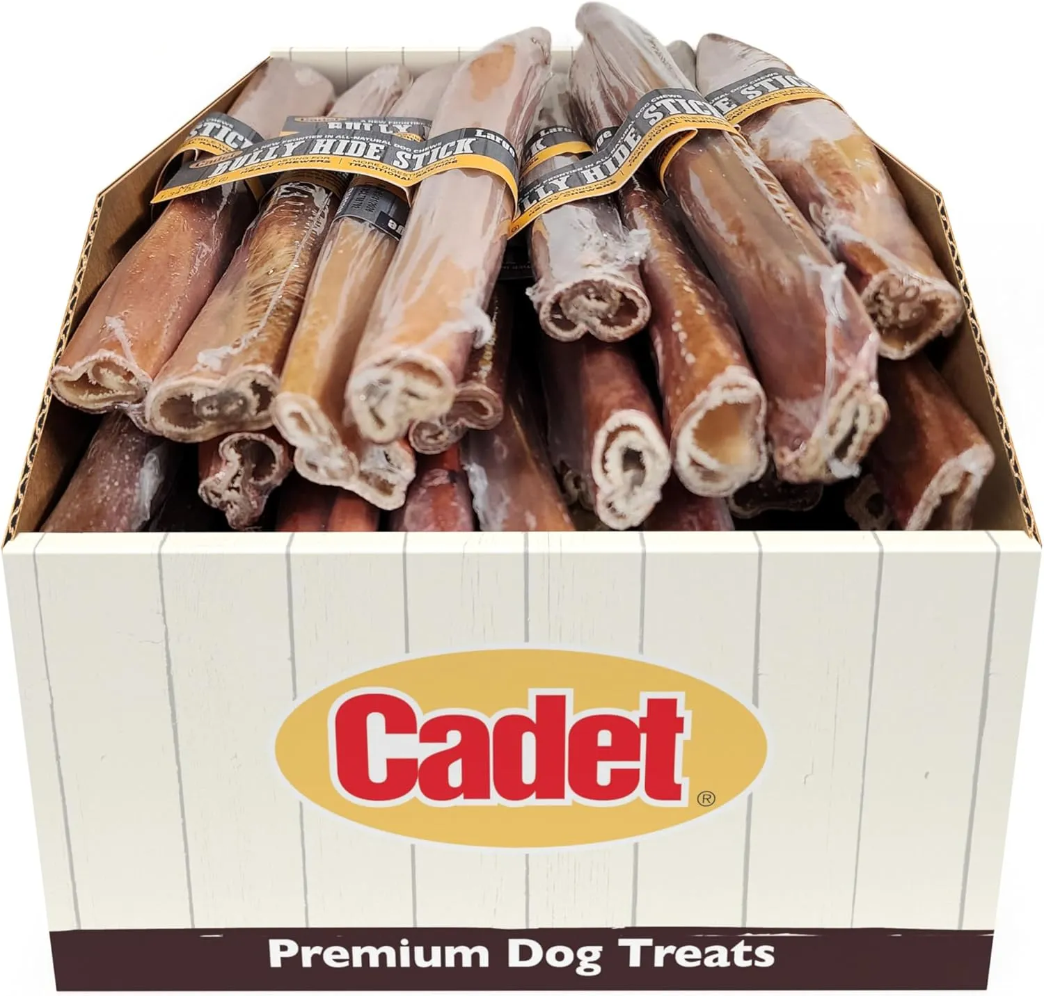 Cadet Bully Hide Sticks for Large Dogs, All-Natural Beef Pizzle, Limited-Ingredient Long-Lasting Dog Chews for Aggressive Chewers, 1 Count