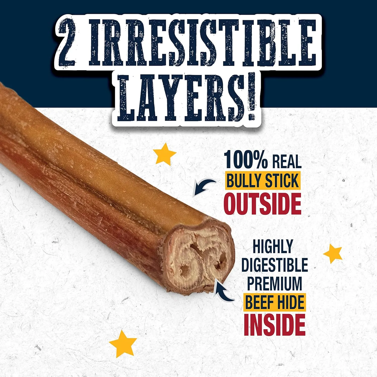 Cadet Bully Hide Sticks for Large Dogs, All-Natural Beef Pizzle, Limited-Ingredient Long-Lasting Dog Chews for Aggressive Chewers, 1 Count