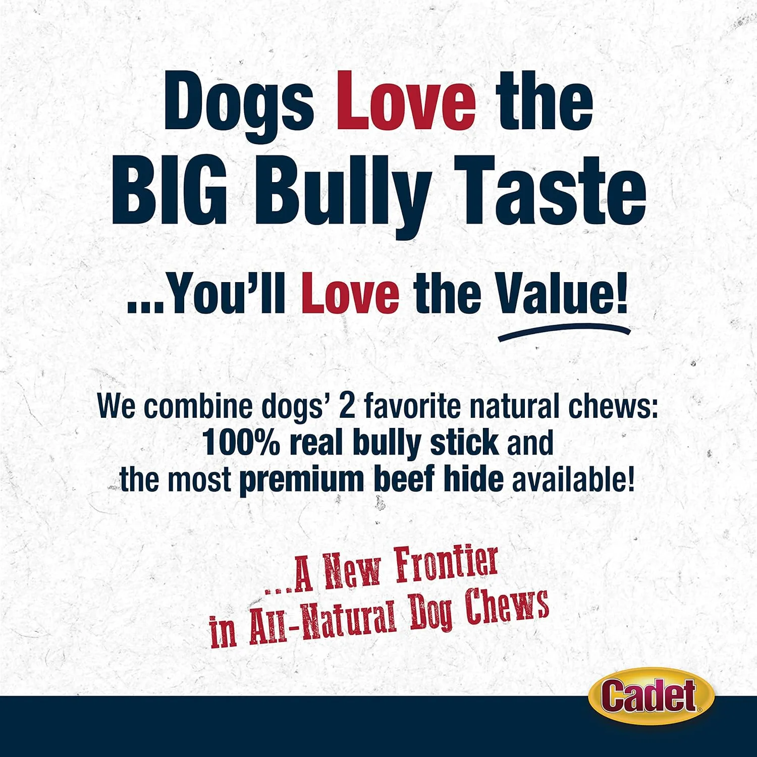 Cadet Bully Hide Sticks for Large Dogs, All-Natural Beef Pizzle, Limited-Ingredient Long-Lasting Dog Chews for Aggressive Chewers, 1 Count