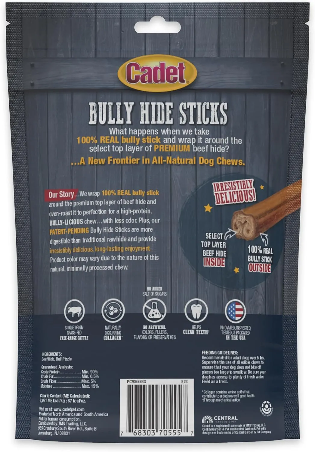 Cadet Bully Hide Sticks for Small Dogs, All-Natural Beef Pizzle, Limited-Ingredient Long-Lasting Dog Chews for Aggressive Chewers, 9 Count