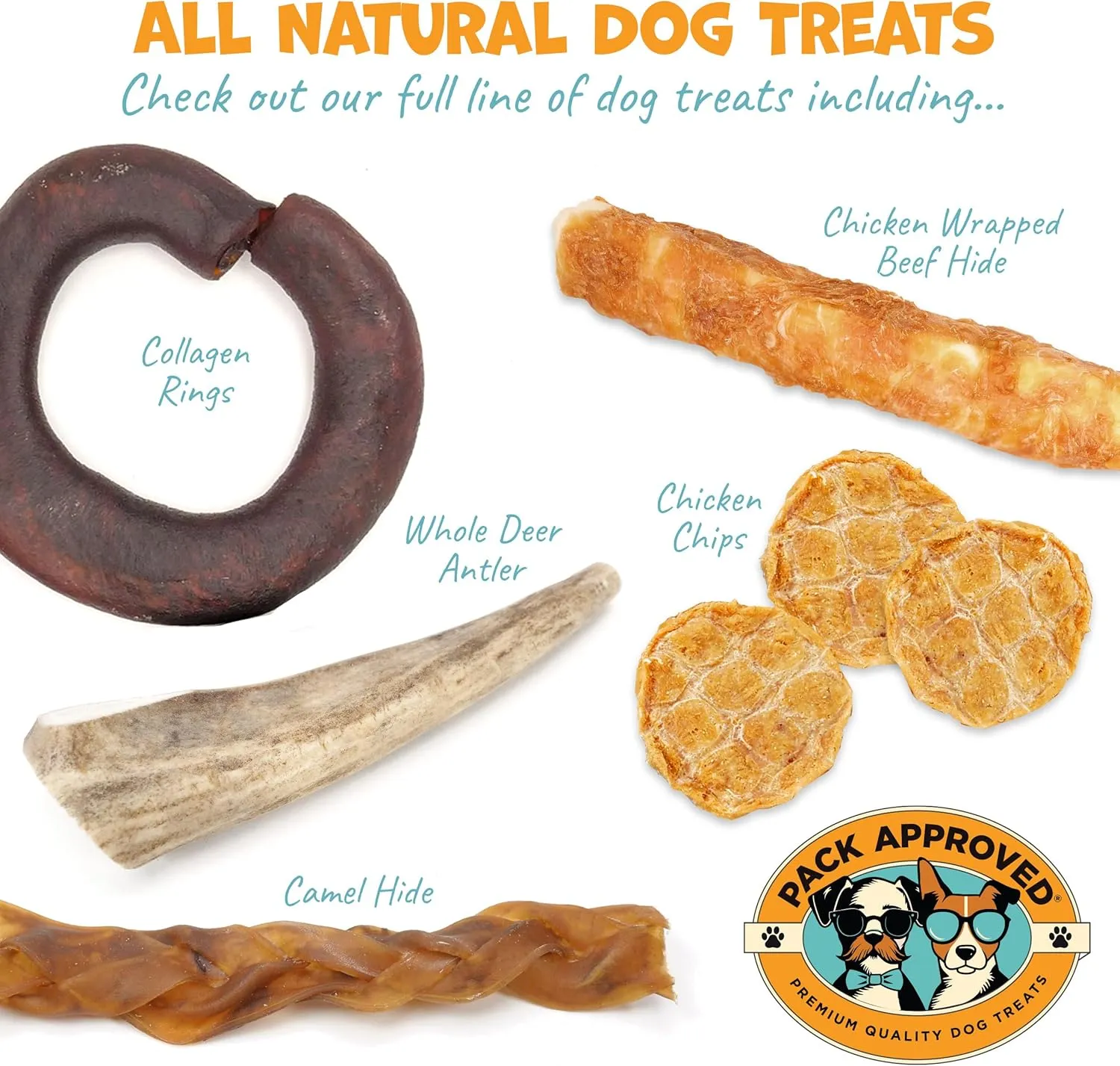 Camel Skin Dog Chews for Aggressive Chewers - Hypoallergenic Natural Collagen Sticks for Dental Health & Protein Boost - Long Lasting Treats for Large Dogs