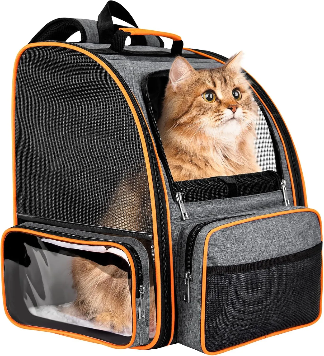 Cat Backpack Carrier for Medium Small Dog Cat up to 20lbs, Pet Carrier Backpack, Ventilated Mesh Soft Sided Dog Backpack Carrier for Travel, Hiking, Outdoor Use - Grey