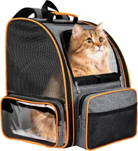 Cat Backpack Carrier for Medium Small Dog Cat up to 20lbs, Pet Carrier Backpack, Ventilated Mesh Soft Sided Dog Backpack Carrier for Travel, Hiking, Outdoor Use - Grey