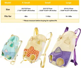 Cat Carrier Backpack Head Out, Small Pet Dog Front Carrier for Hiking Travel, Adjustable Cat Chest Ventilated Kitten Carrier for Cycling Walking, Fits for 6lbs, Purple