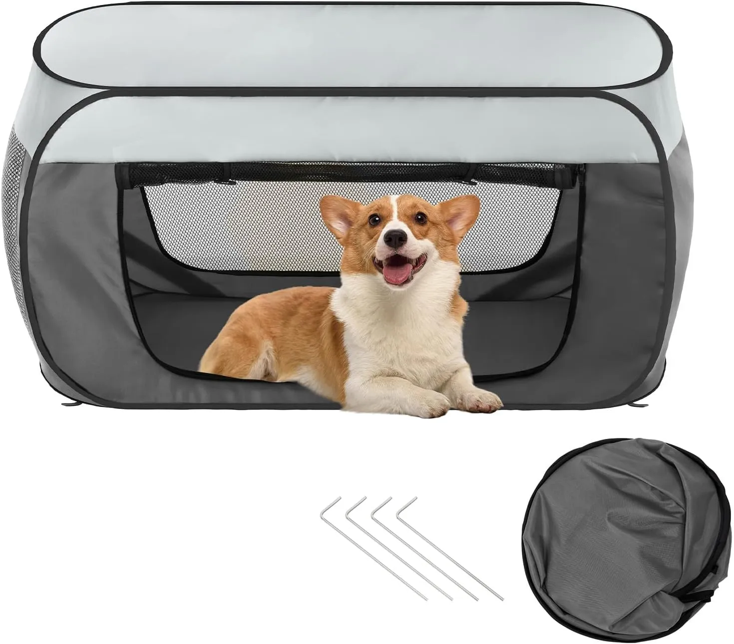 Cat Dog Playpen, Puppy Kitten Pet Playpen Indoor/Outdoor,Portable Soft Pop Up Dog Kennel Crate with Zipper Cover Door/Carrying Case