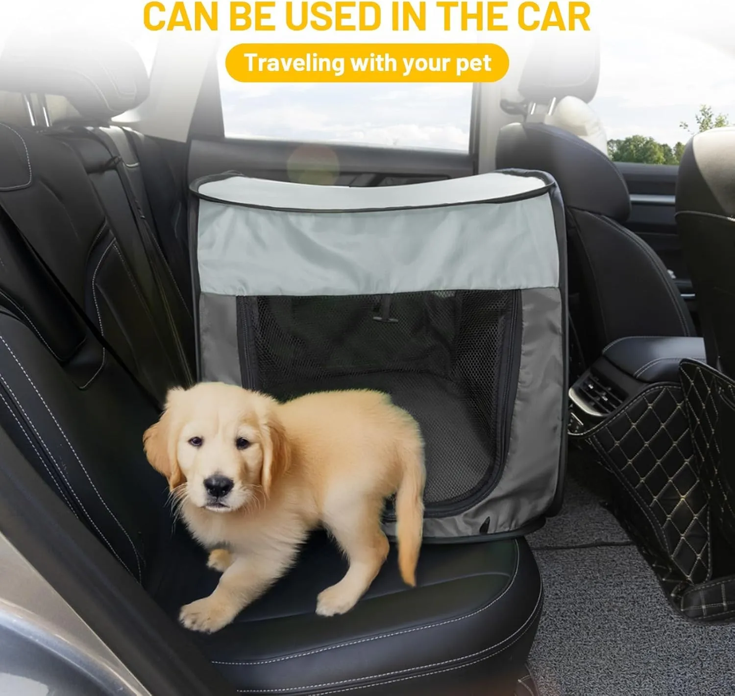 Cat Dog Playpen, Puppy Kitten Pet Playpen Indoor/Outdoor,Portable Soft Pop Up Dog Kennel Crate with Zipper Cover Door/Carrying Case