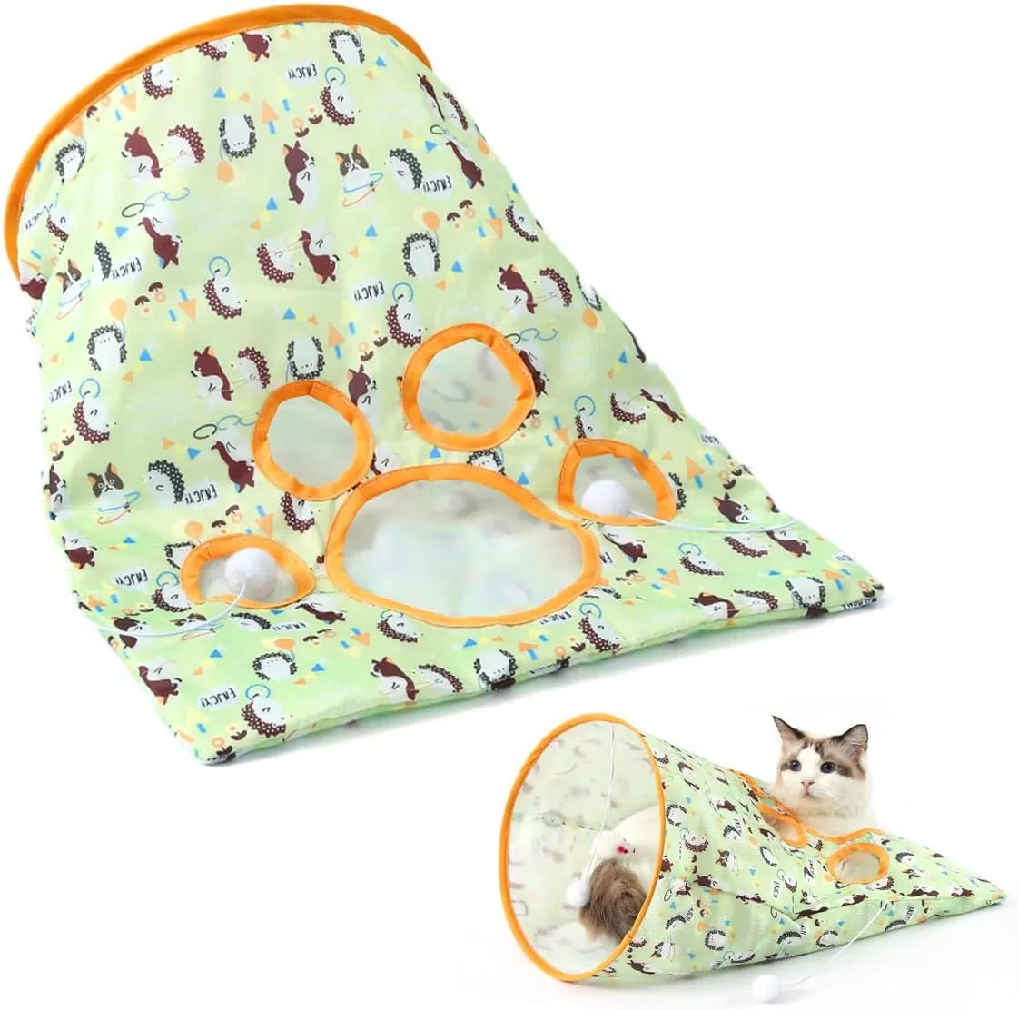 Cat Sack Hide & Seek Tunnel Bags - Interactive Cat Toy with Plush Ball & Crinkle Paper