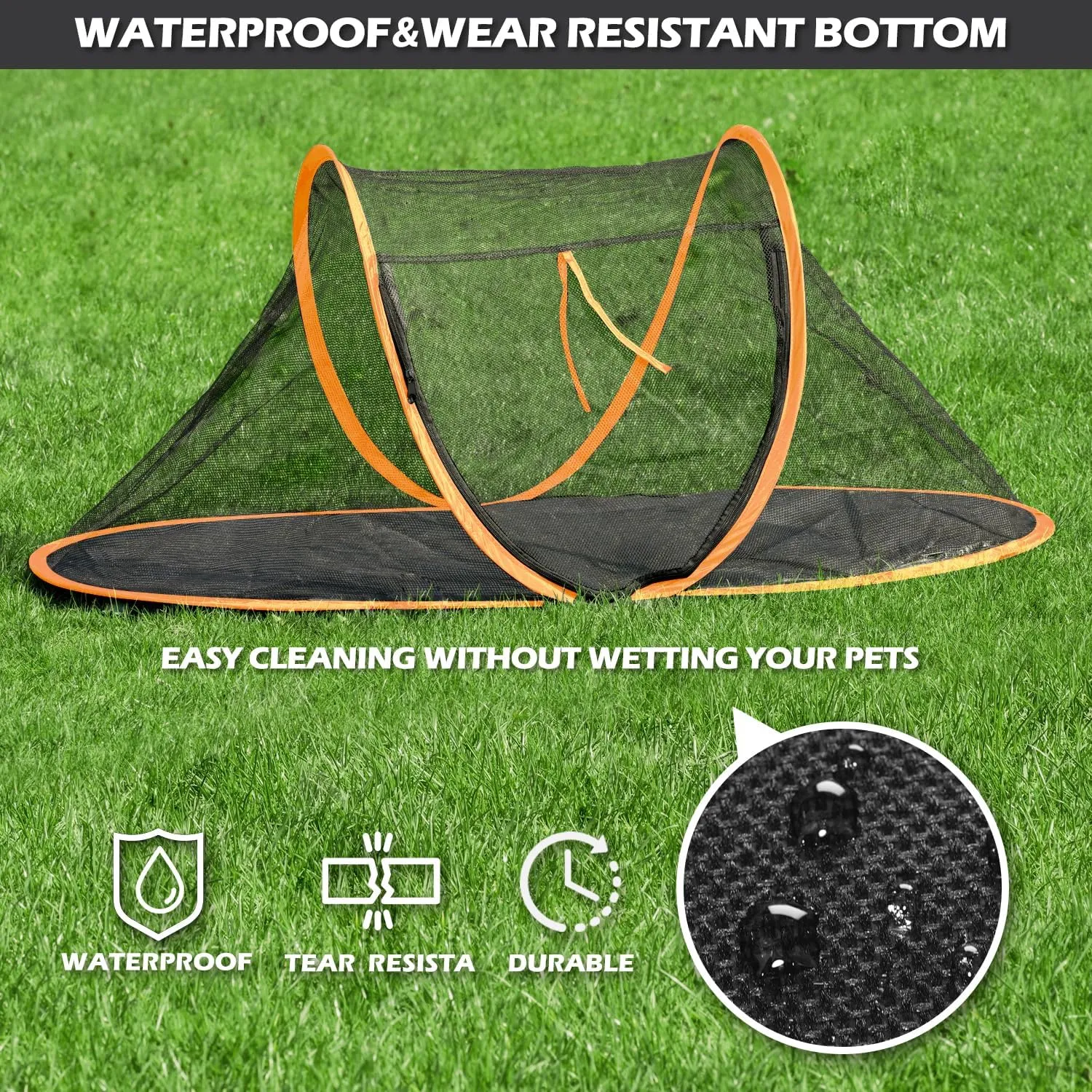 Cat Tent Outdoor, Pet Enclosure Tent Suitable for Cats and Small Animals, Indoor Playpen Portable Exercise Tent with Carry Bag(Orange)