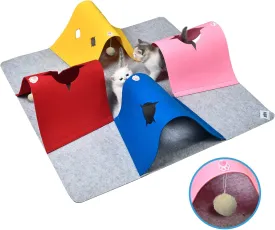Cat Toys Tunnel for Indoor Cats, Interactive Cat Enrichment Furniture with Plush Ball for Small Animals Pets, Kittens, Rabbit Cave Accessories