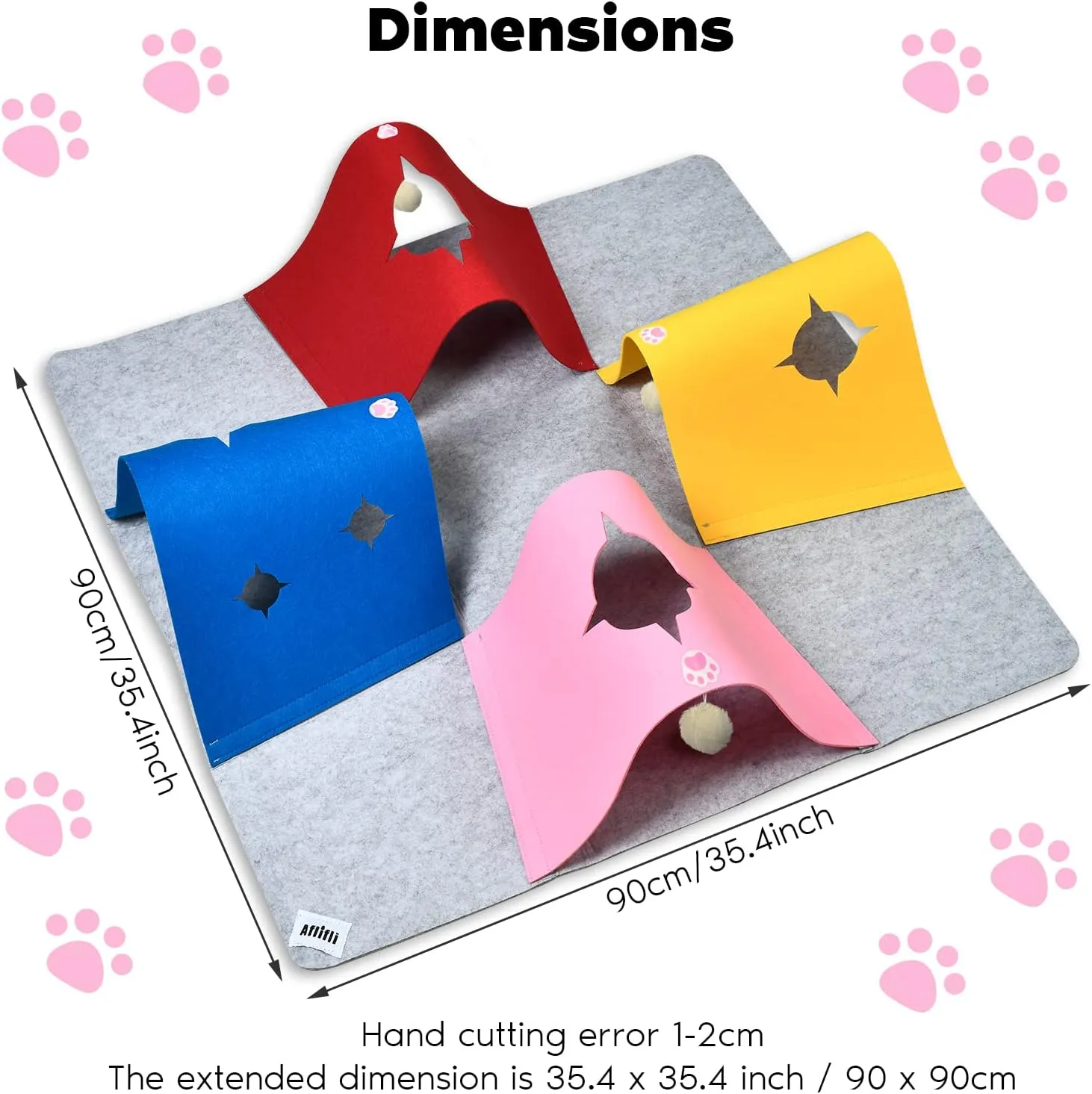Cat Toys Tunnel for Indoor Cats, Interactive Cat Enrichment Furniture with Plush Ball for Small Animals Pets, Kittens, Rabbit Cave Accessories