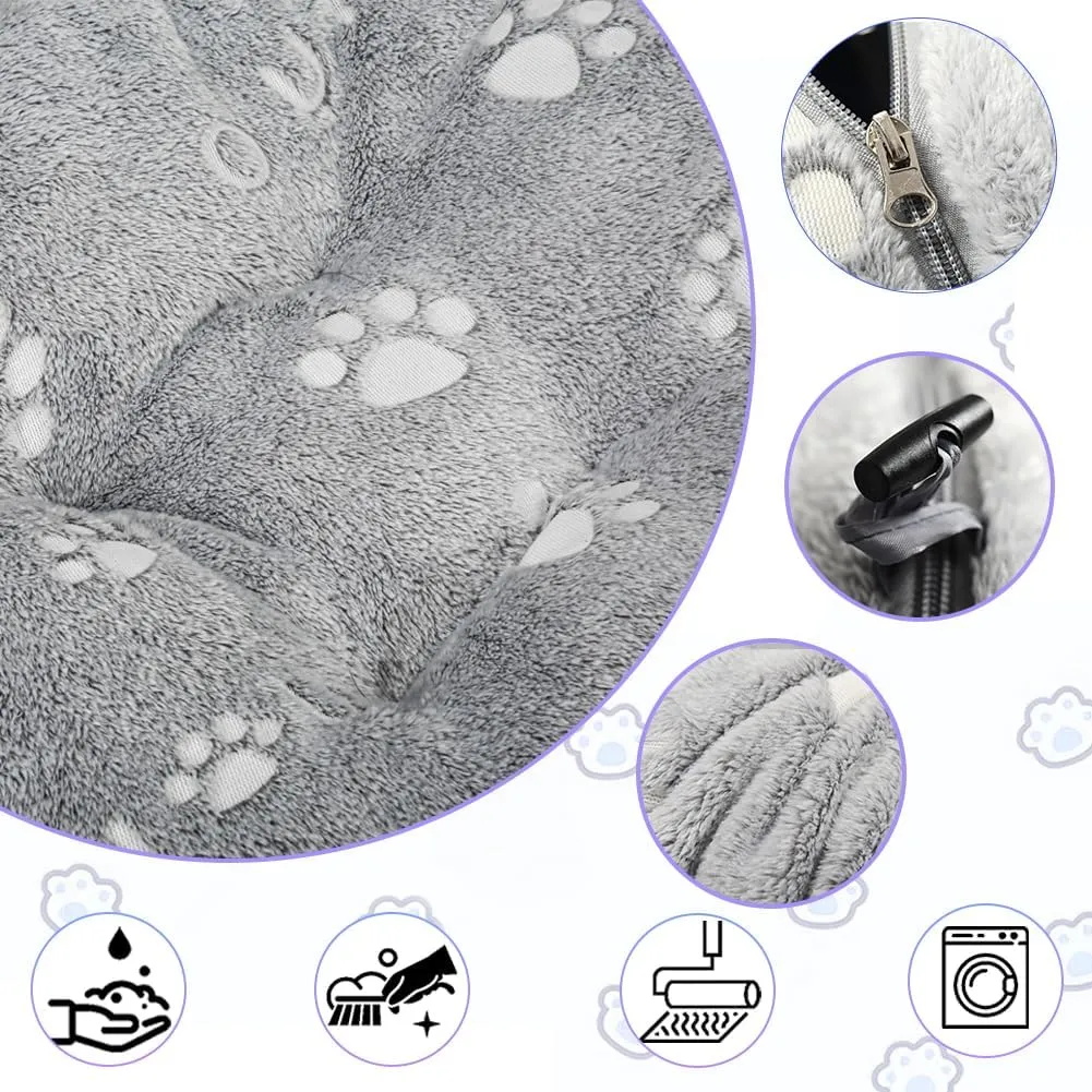 Cat Tunnel Bed, Cat Tunnels for Indoor Cats, Cat Donut Tunnel Toy with Washable Circle Cushion, Straight Shaped Tunnel, 4 Fluffy Balls, Blackout Tent, Self-Luminous Cat ToysGrey