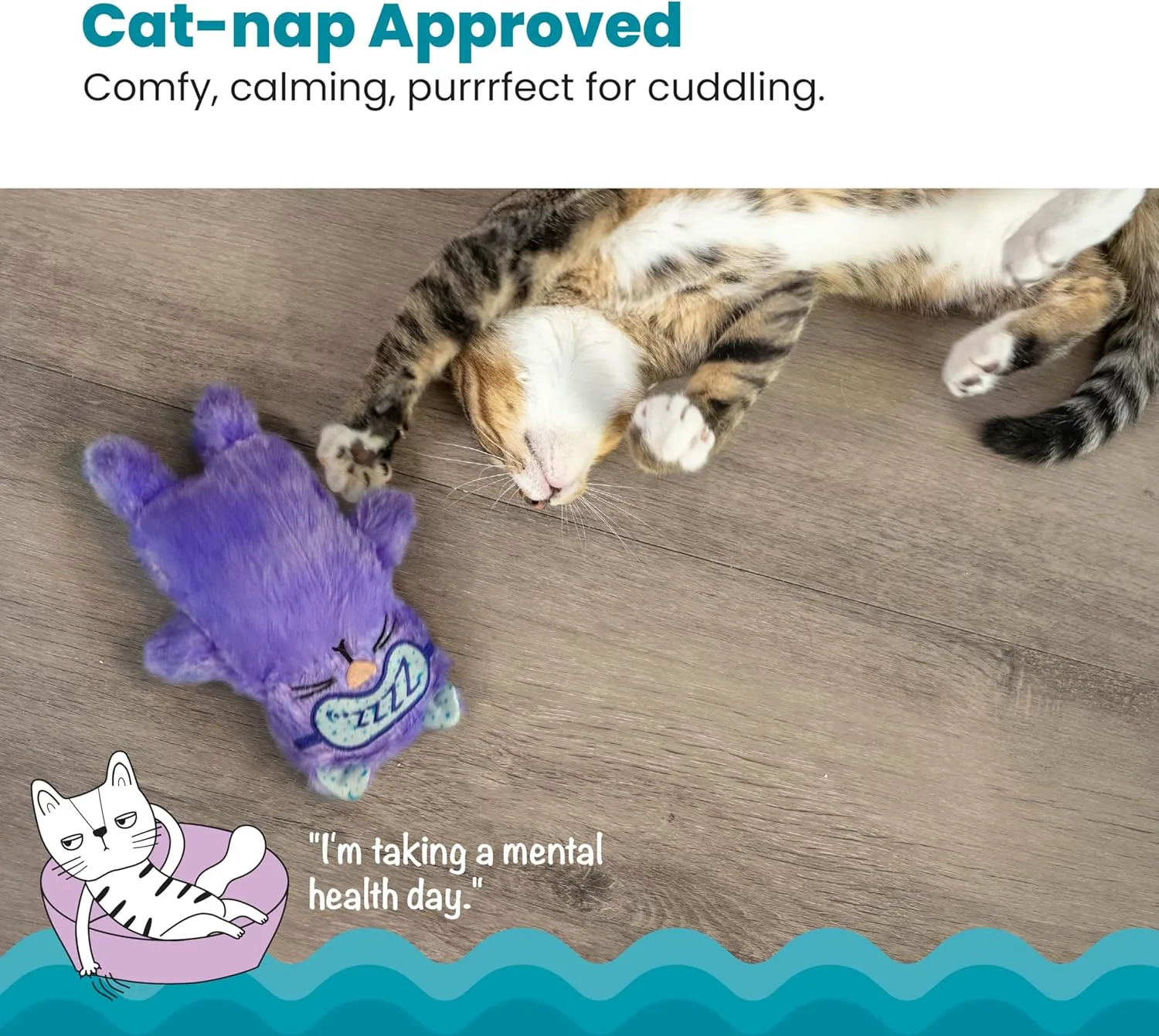 Catstages Purr Pillow Kitty Calming Cat Toy with Touch-Activated Purring and Soft Plush, Purple - Helps Reduce Stress & Provide Anxiety Relief for Cats, X-Large