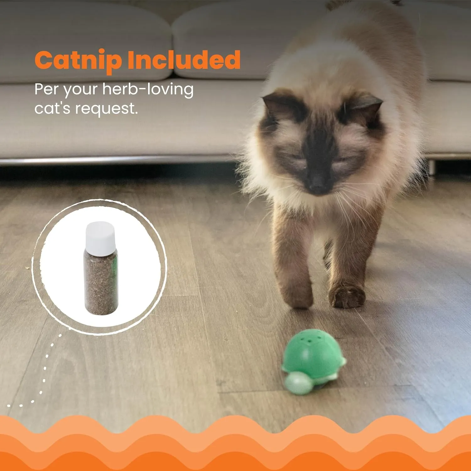 Catstages Wobble Turtle Cat Toy, Refillable Catnip Diffuser Wobble Toy for Cats, Interactive Rolling Enrichment, Green