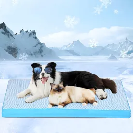 Chicute Cooling Dog Bed for 2X Large Dogs - Orthopedic Pet Beds with Memory Foam, QMAX>0.5, Waterproof Removable Washable Cover for Hot Weather, Blue, 47" L x 29" W x 3" H