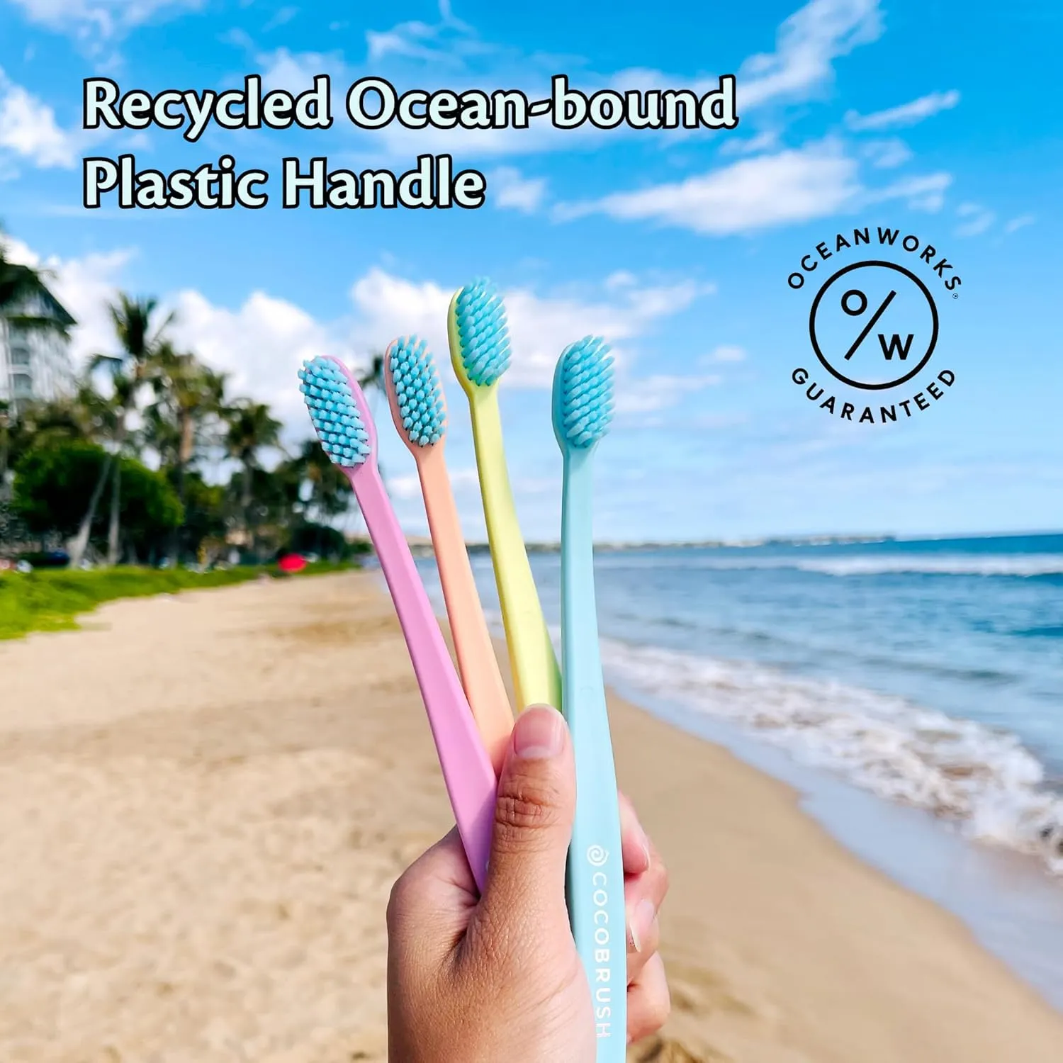 Cocofloss Cocobrush, Ultra-Soft Manual Toothbrush, Dentist-Designed, Gentle on Gums, Made from Recycled Plastic, Tickled Pink