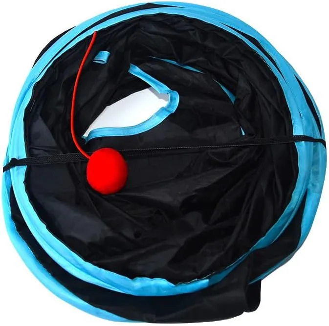 Collapsible Cat Tunnel for Indoor Cats 3 Way Black, Portable Play Tube with Peepholes, Perfect for Kittens, Rabbit & Small Pets, Fun Interactive Toy for Playtime & Exercise