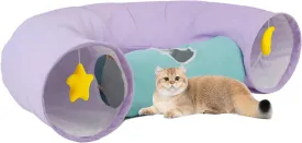 Collapsible Large Cat Tunnel in Purple - Cute Play Tunnel for Cats, Kittens, Puppies, and Rabbits