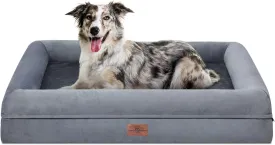 Comfort Expression Large Dog Beds Orthopedic Washable: Pet Couch Sofa with Waterproof Removable Cover and Non-Slip Bottom Memory Foam Dogs Bed Large Sized Dog Grey- 36" x 27"
