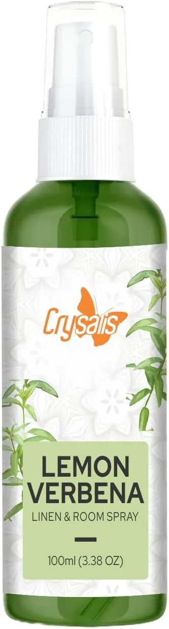 Crysalis Lemon Verbena Linen And Room Spray Air Freshener | Long Lasting Aromatic Scent | Made With Essential Oils Fresh and Revitalizing Aroma - 100ml / 3.38 fl oz