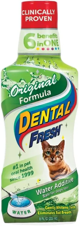 Dental Fresh Water Additive for Cats, Original Formula, 8 oz  Cat Breath Freshener  Products for Cats to Help Overall Cat Dental Health