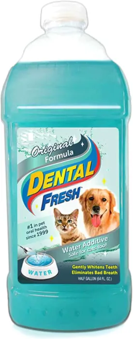 Dental Fresh Water Additive for Dogs, Original Formula, 64oz  Dog Breath Freshener and Dog Teeth Cleaning for Dog Dental Care Add to Water