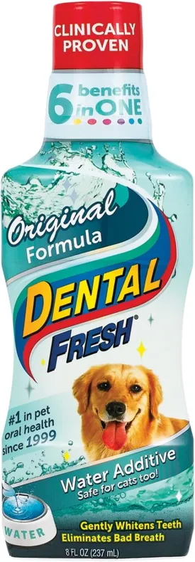 Dental Fresh Water Additive for Dogs, Original Formula, 8oz  Cat & Dog Breath Freshener and Teeth Cleaning for Dental Care for Pets  Add to Water
